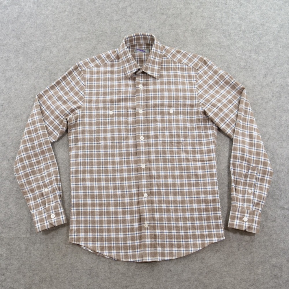 Ash & Erie Shirt Mens Small Brown Plaid Flannel Button Up Long Sleeve Cotton